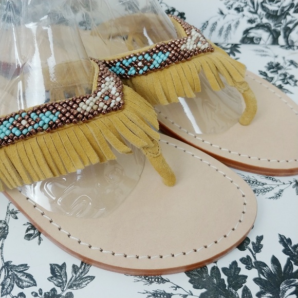 sandals with fringe and beads
